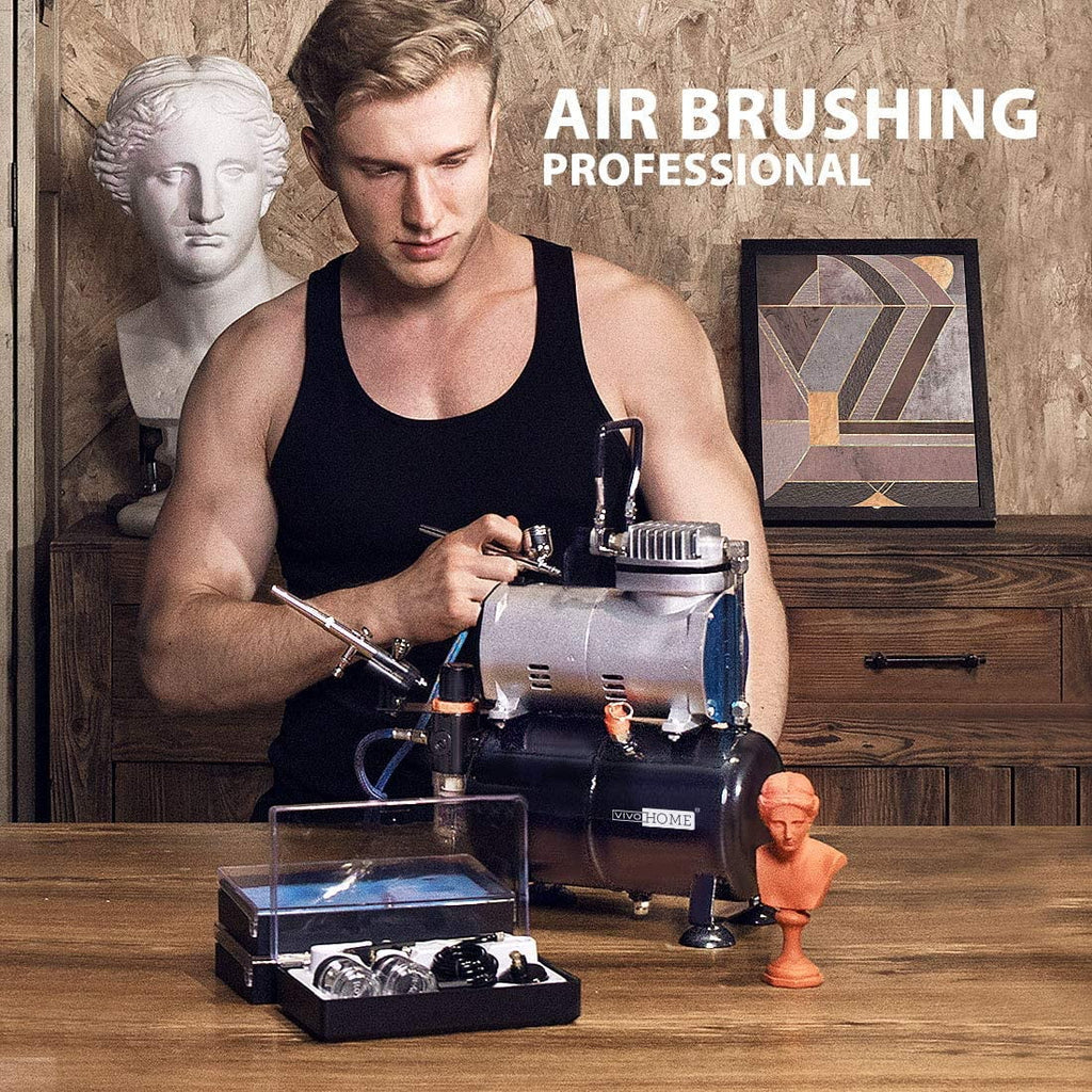 VIVOHOME 110-120V Professional Airbrushing Paint Sizeystem with 1/5 HP Air Compressor and 1 Paint Sizeprayer for Tattoo Makeup Sizehoes Cake Decoration