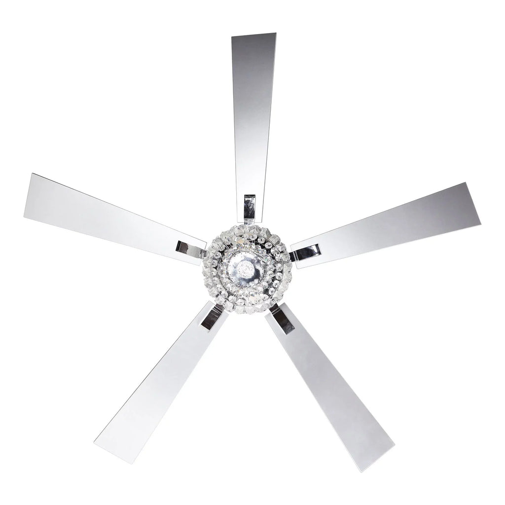 Parrot Uncle Ceiling Fan with Light and Remote Brushed Nickel and Crystal Ceiling Fan 48 Inches Modern Chandelier Ceiling Fan with Reverse 5 Blades, 2 Bulb Not Included