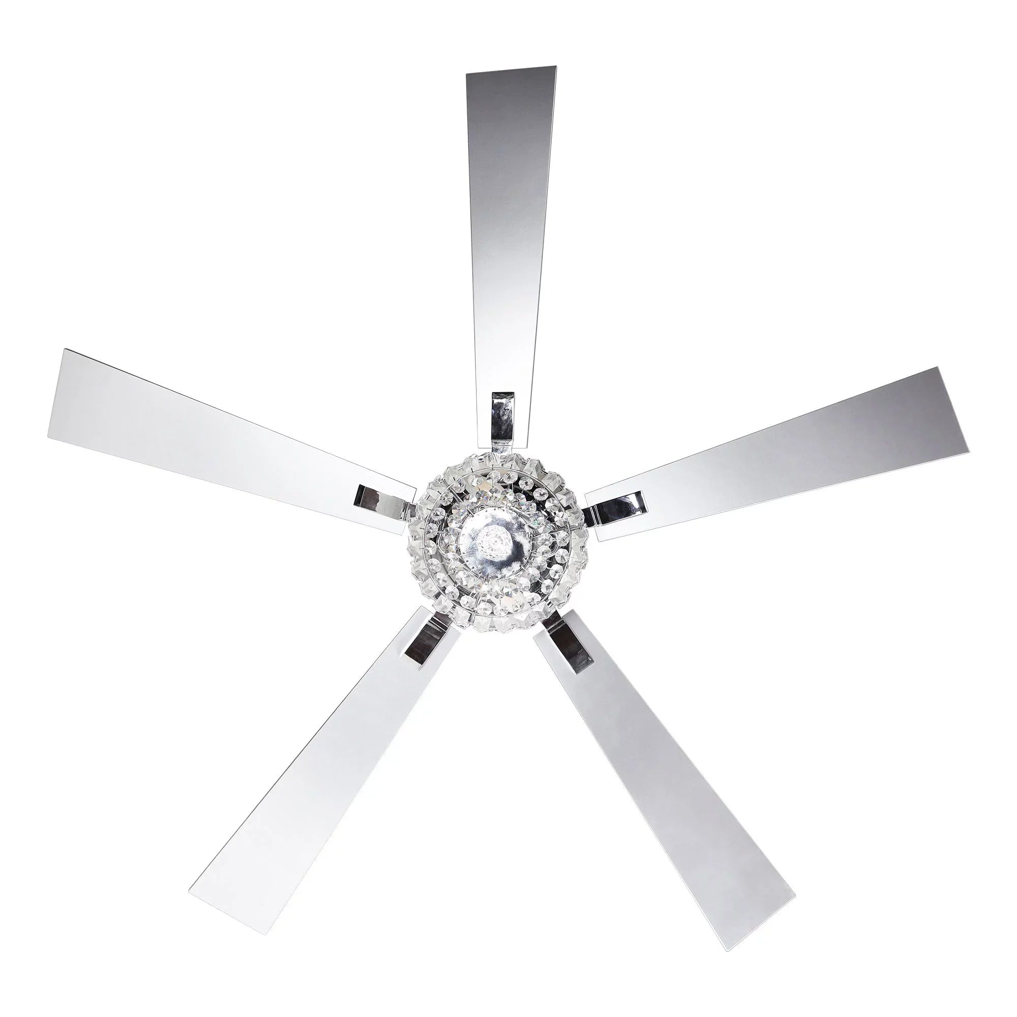 Parrot Uncle Ceiling Fan with Light and Remote Brushed Nickel and Crystal Ceiling Fan 48 Inches Modern Chandelier Ceiling Fan with Reverse 5 Blades, 2 Bulb Not Included