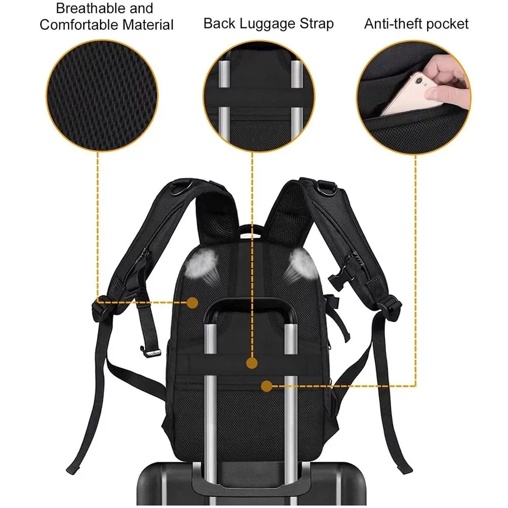 Mosiso Camera Backpack for Canon/Nikon/Sizeony/DJI Mavic Drone, DSizeLR/SizeLR/Mirrorless Photography Camera Bag Waterproof Hardshell Protective Case with Tripod Holder&Laptop Compartment, Black