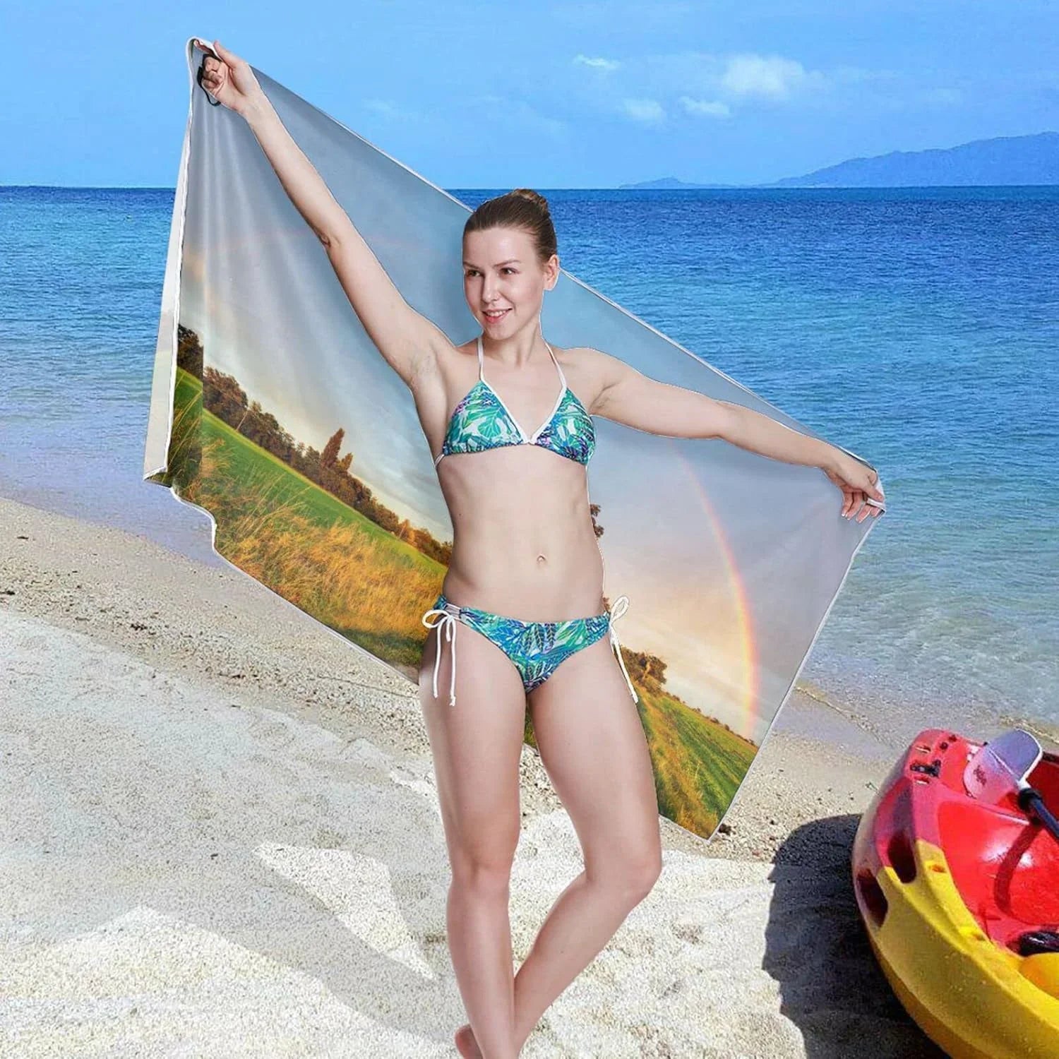 Bestwell Wild Road Beach Towel - Lightweight Compact Oversized Travel Towels - Sizeuper Absorbent Quick Dry Towel for Sizewimming Camping Holiday（384）