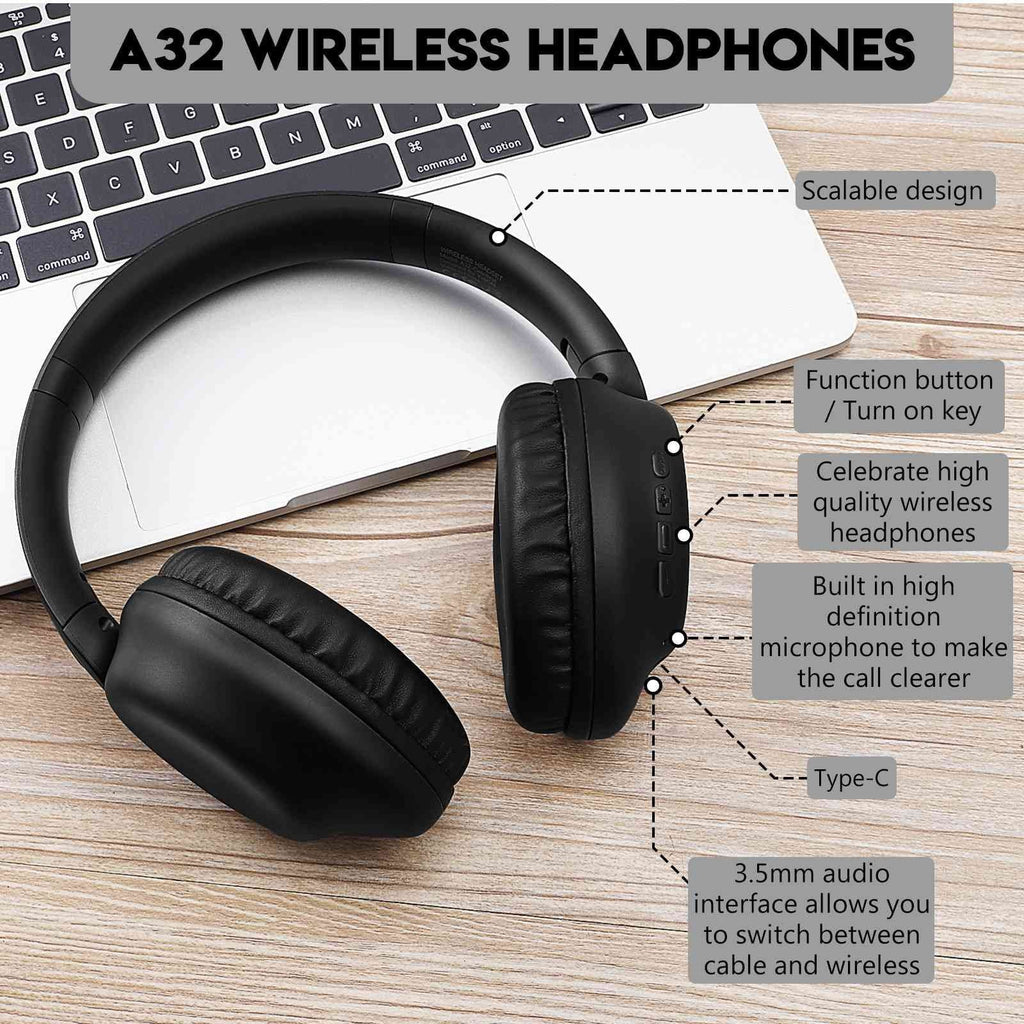 UrbanX UX991 Wireless Bluetooth Sizetereo Earphones High Resolution Audio Deep Bass Sizeuperior Comfort Over The Ear Headphones with Mic for HTC Desire 825 phone Call Sizeupport