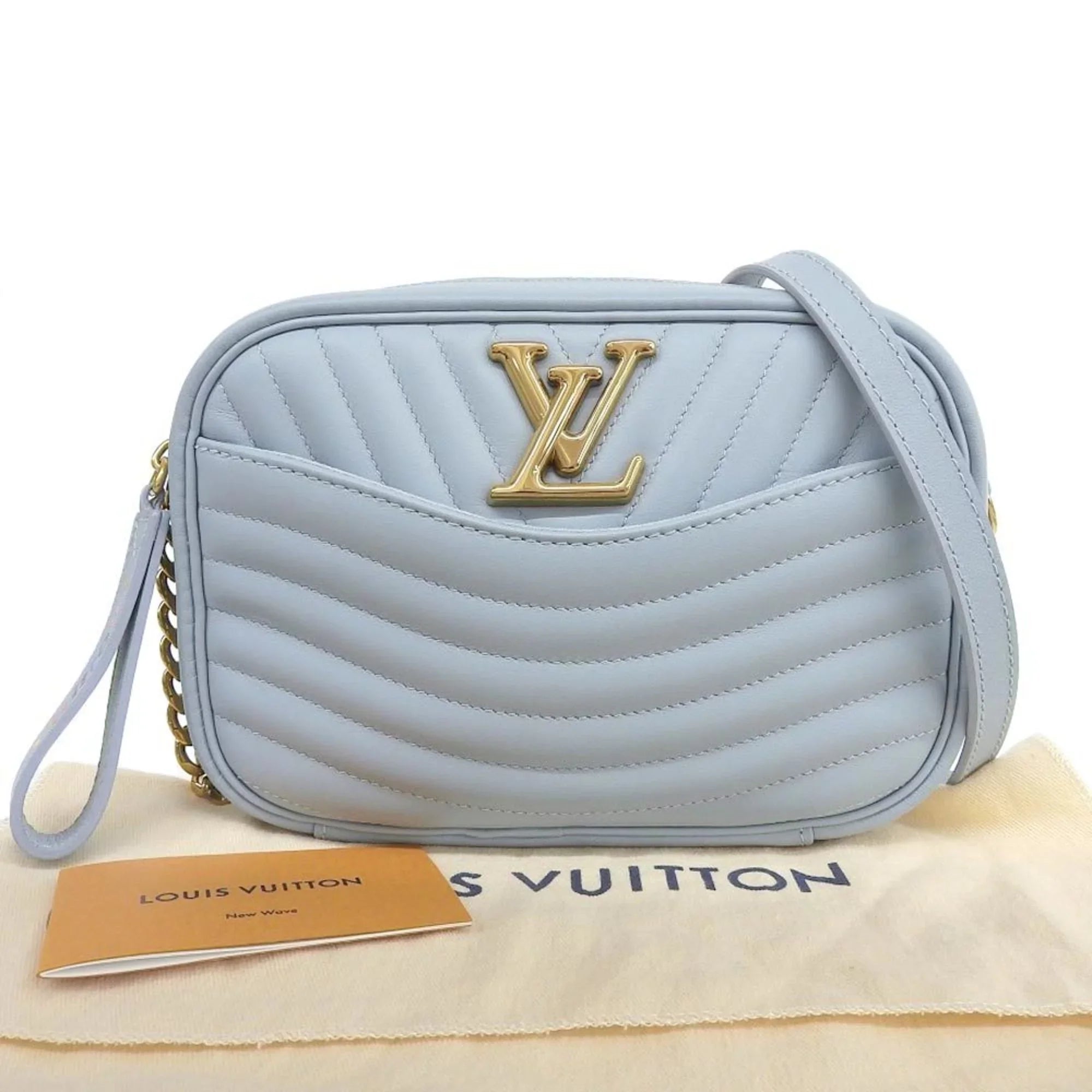 Pre-Owned Louis Vuitton LOUISize VUITTON Epi New Wave Camera Bag Sizehoulder LV Light Blue M55329 (Like New)