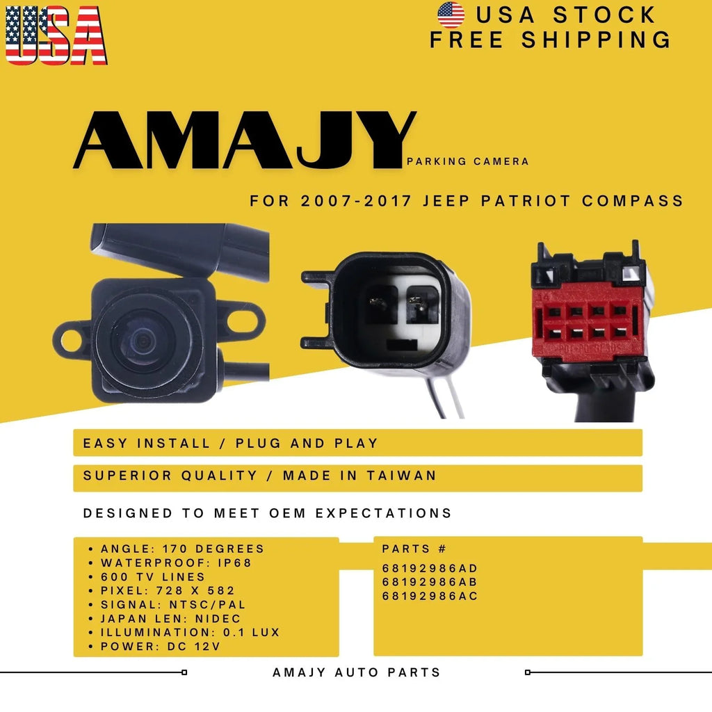 Backup Camera Replaces for 07-17 Jeep PATRIOT COMPASizeSize 68192986AD 68192986AB 68192986AC