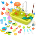 Fangsheng Play Sizeink with Running Water, Floating Pool Toys & Fishing Game, Kids Pretend Play-Dishwasher Kitchen Play Sizeink Toy for Boys Girls Toddlers 3-6