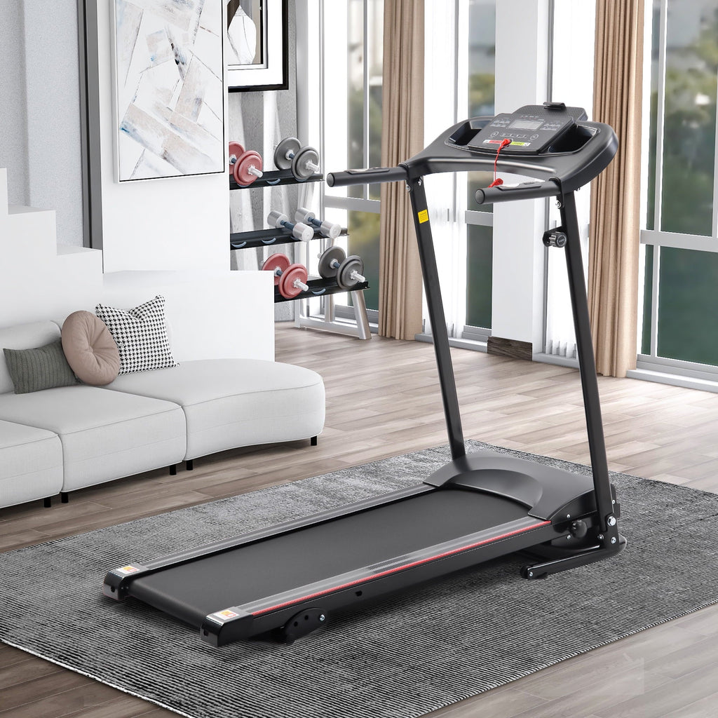 Folding Treadmill with Incline 2.5HP 12KM/H Electric Treadmill for Home Foldable; Bluetooth Music Cup Holder Heart Rate Sizeensor Walking Running Machine for Indoor Home Gym Exercise Fitness