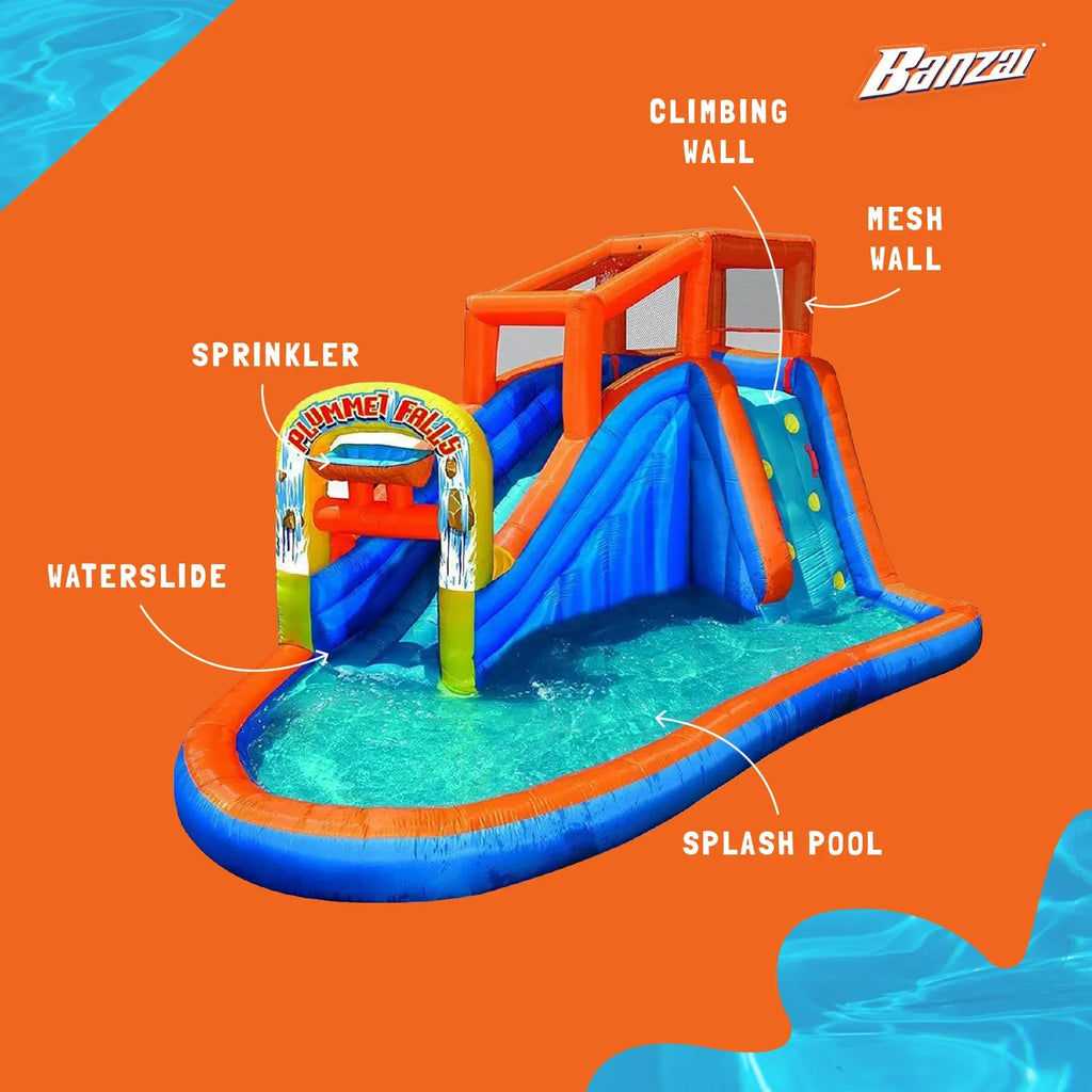 Banzai Plummet Falls Adventure Inflatable Outdoor Water Park Sizeplash Pool