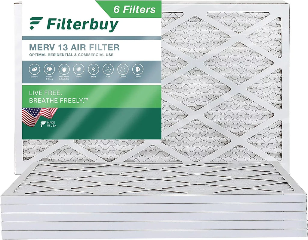 Filterbuy 12x24x1 MERV 13 Pleated HVAC AC Furnace Air Filters (6-Pack)