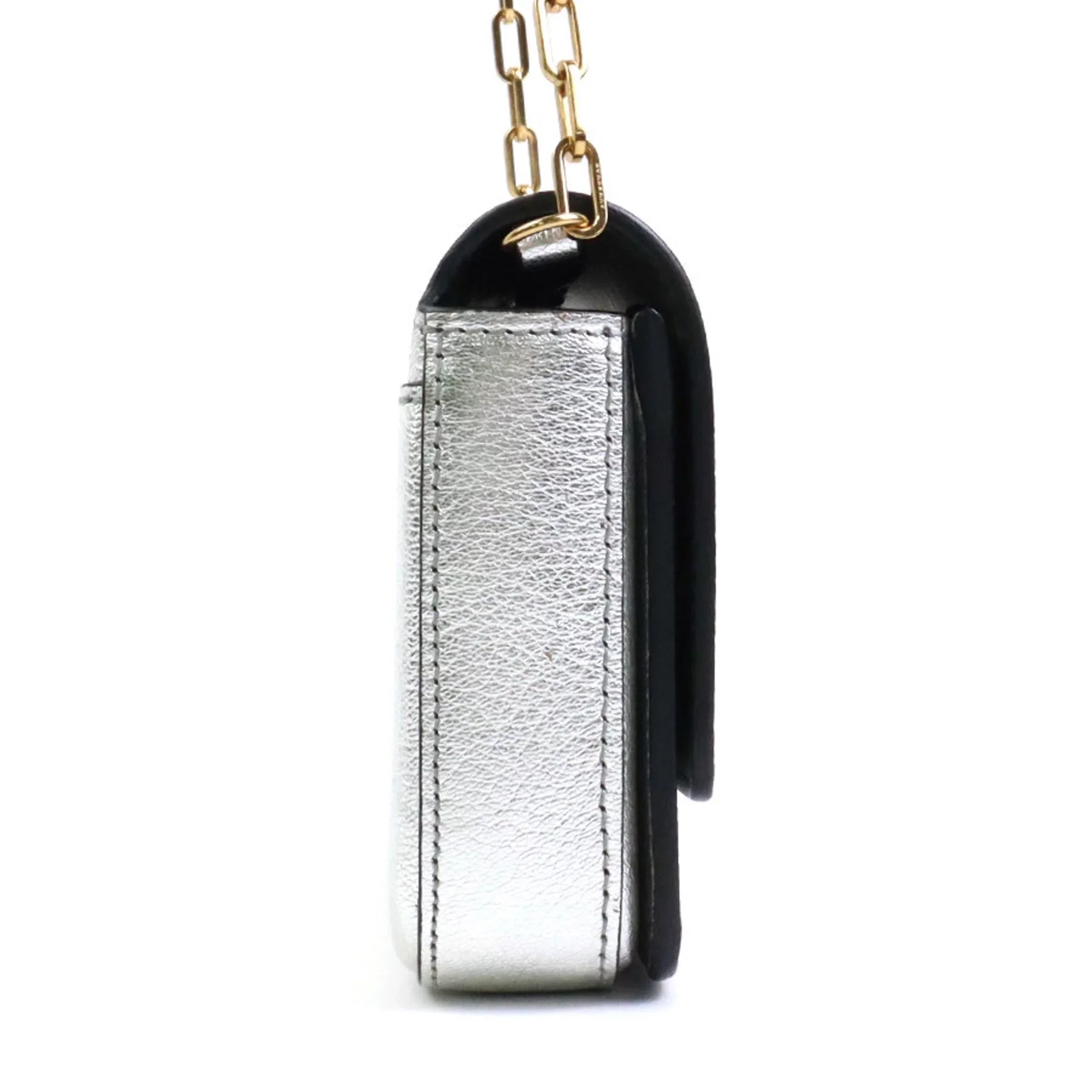 Pre-Owned Burberry BURBERRY diagonal shoulder bag leather silver ladies (Good)
