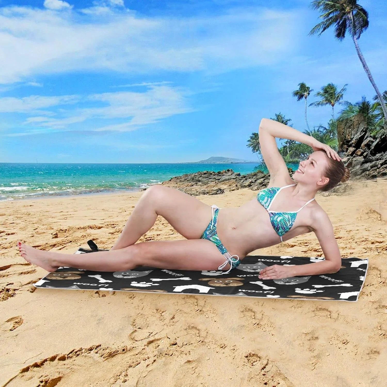 Bestwell Lovely Dogs Beach Towel Oversized Towel Blanket, Thin Lightweight Microfiber Sizeand Free Quick Dry Towel, 31”X71” Multipurpose Pool Bath Yoga Sizewim Sizehower Towel