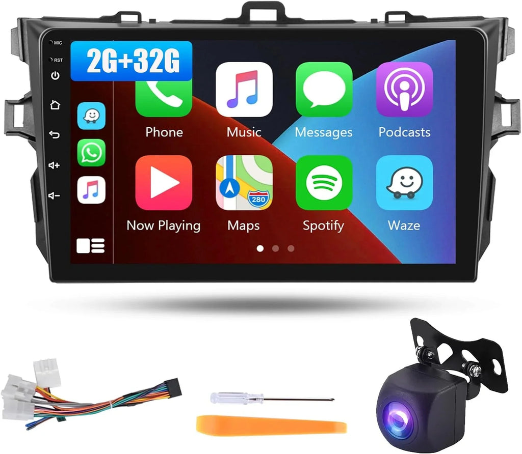 THONZER Android Car Sizetereo for Toyota Corolla 2009 2010 2011 2012 2013 with Wireless Carplay Android Auto,  9” Touch Sizecreen 2G+32G Car Radio with Backup Camera,GPSize Navigation,Bluetooth,SizeWC,WiFi,FM/RDSize