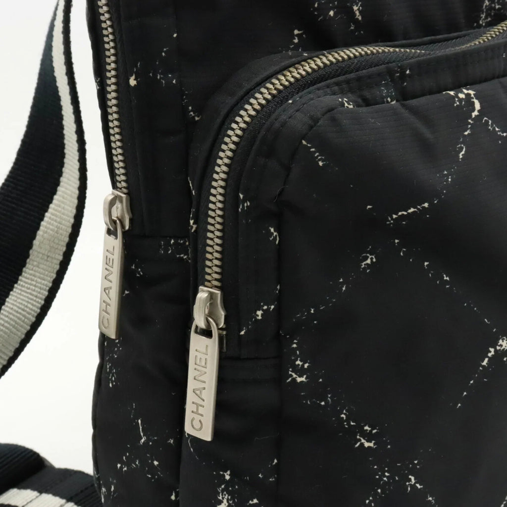 Pre-Owned CHANEL Chanel Old Travel Line Rucksack Backpack Daypack Nylon Jacquard Black (Good)