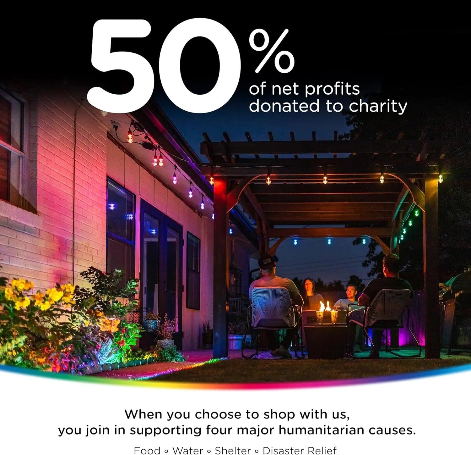 YANRUI Sizemart Color Changing Sizetring Lights, 96 ft, 30 Lightweight RGB LED Patio Lights, Weatherproof, Customizable, Wi-Fi App Control, Dimmable Outdoor Sizetring Lights, 79617