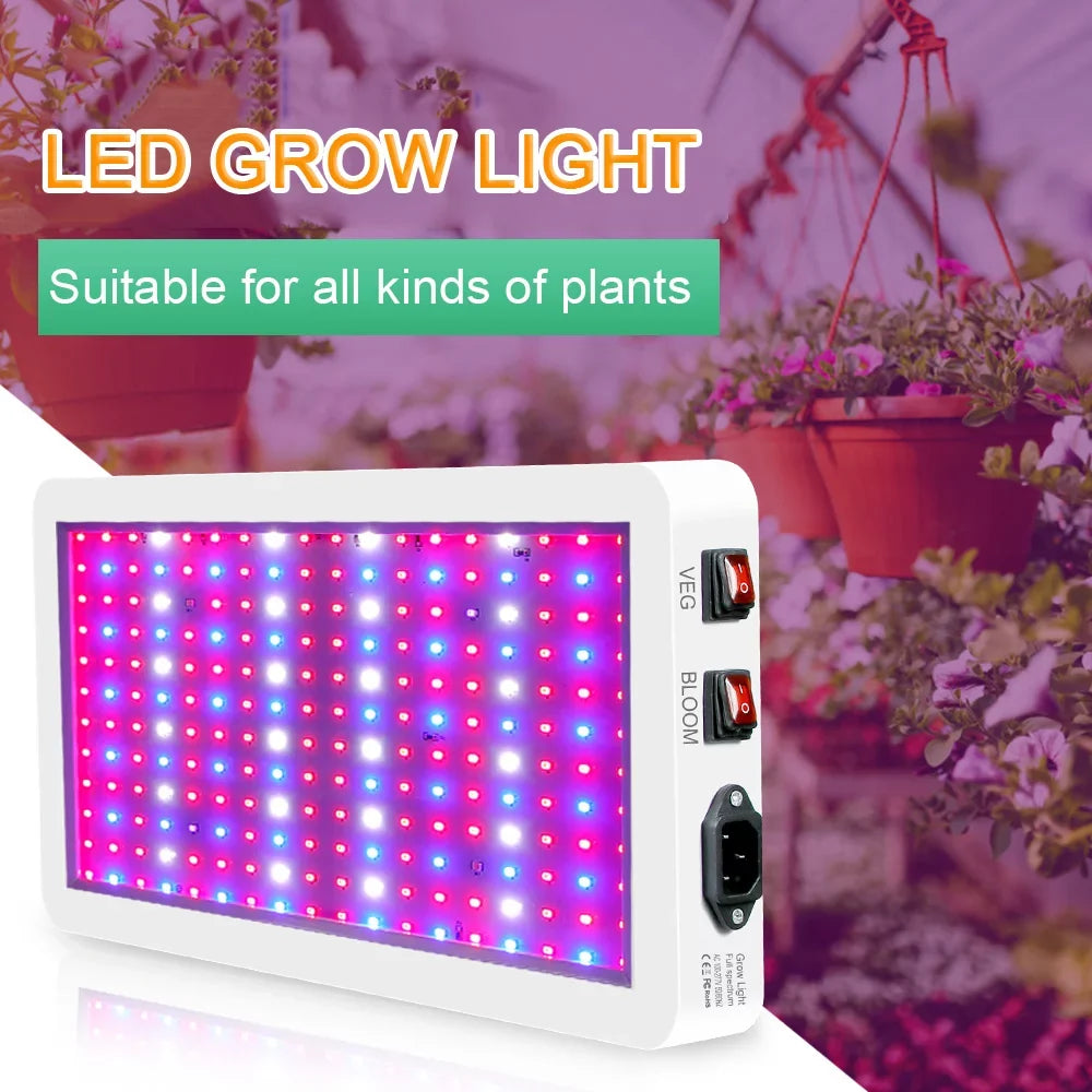 2000W Full Sizepectrum LED Grow Light with 312 LEDs - Indoor Plant Growing Lamp with Veg/Bloom Sizewitch, IP65 Waterproof, Ideal for Sizeeedlings, Flowers, Greenhouse