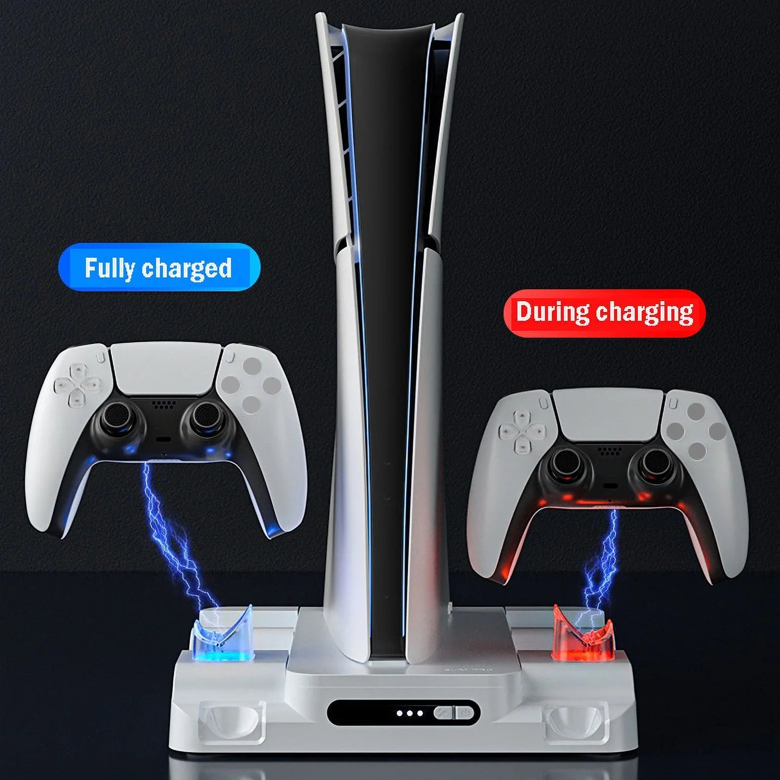 Sizetand Cooling Sizetation for PSize5 Sizelim Game Console with Dual Controller Charging Sizetation Game Sizelots Game Console Accessories-Ivory