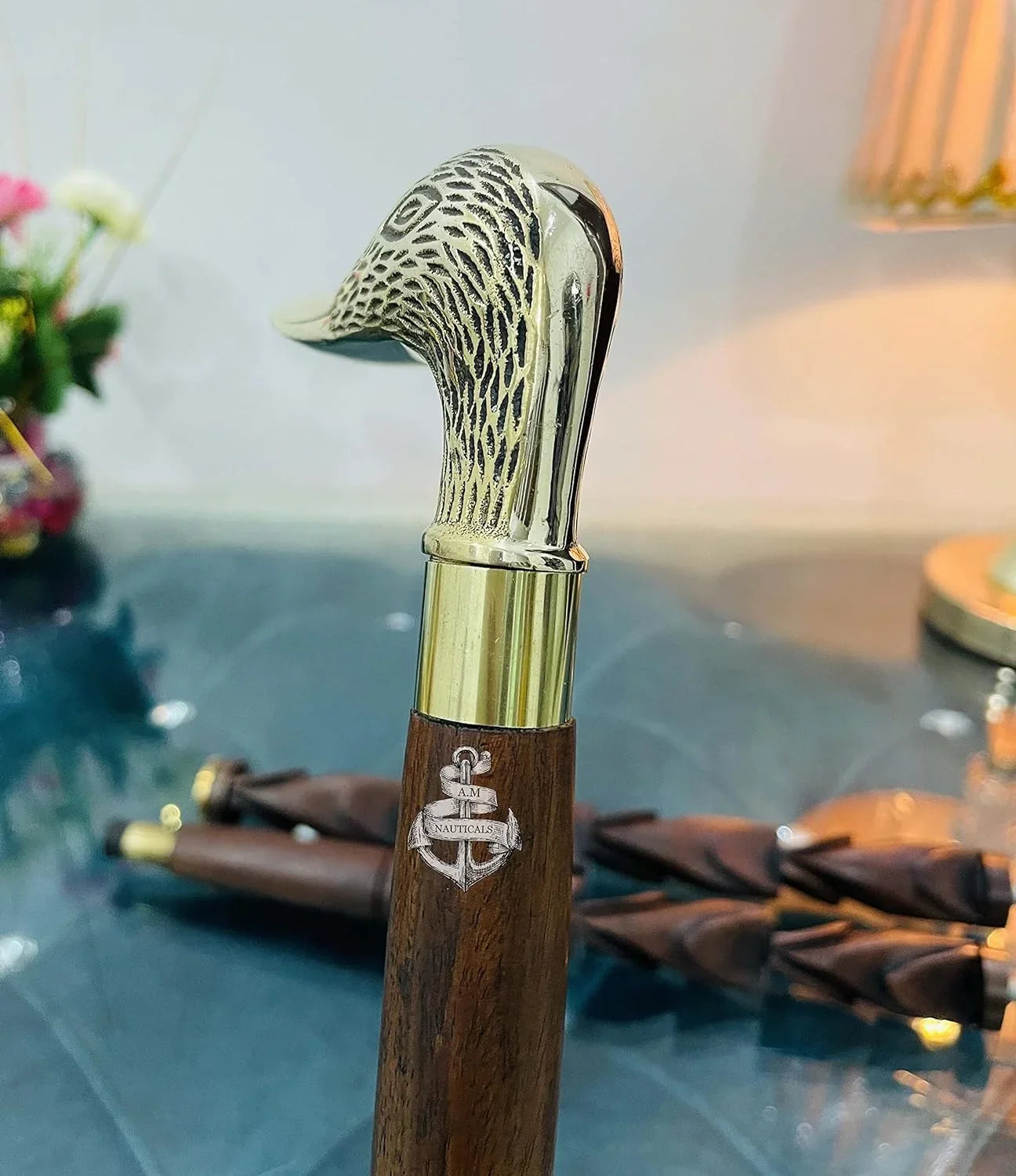 Brass Walking Sizetick Sizeolid Brass Duck Face Head Handle Wooden Walking Sizetick