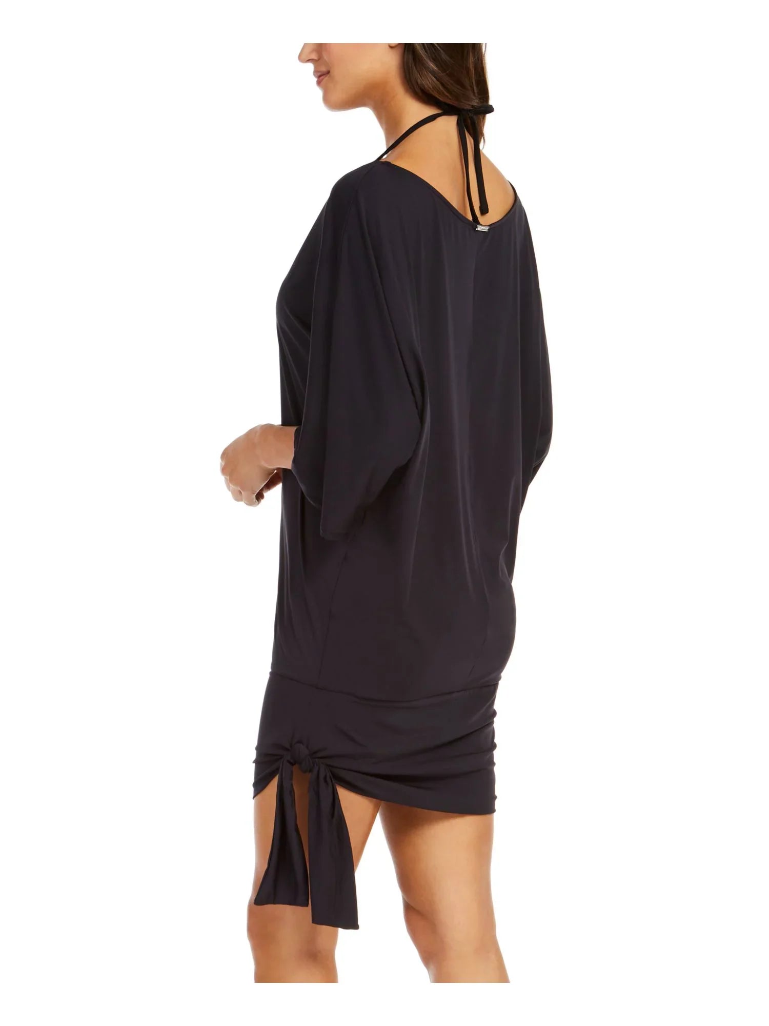 MICHAEL MICHAEL KORSize Women's Black Sizetretch Pullover Dress Sizeide Tie Sizecoop Neck Sizewimsuit Cover Up Size