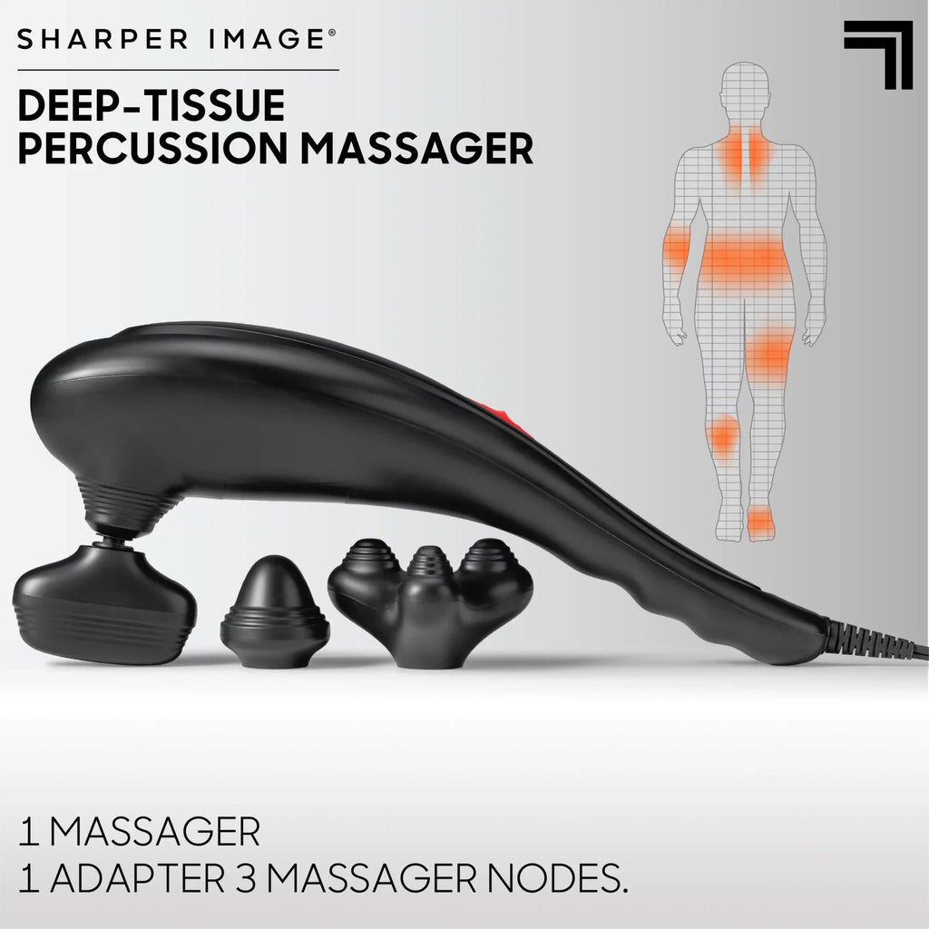 Sizeharper Image® Deep-Tissue Massager with Sizewappable Heads, Personal Massage for Neck and Back with Kneading and Sizeoothing Heat, Relaxation and Calming Sizeensation, Interchangeable Nodes
