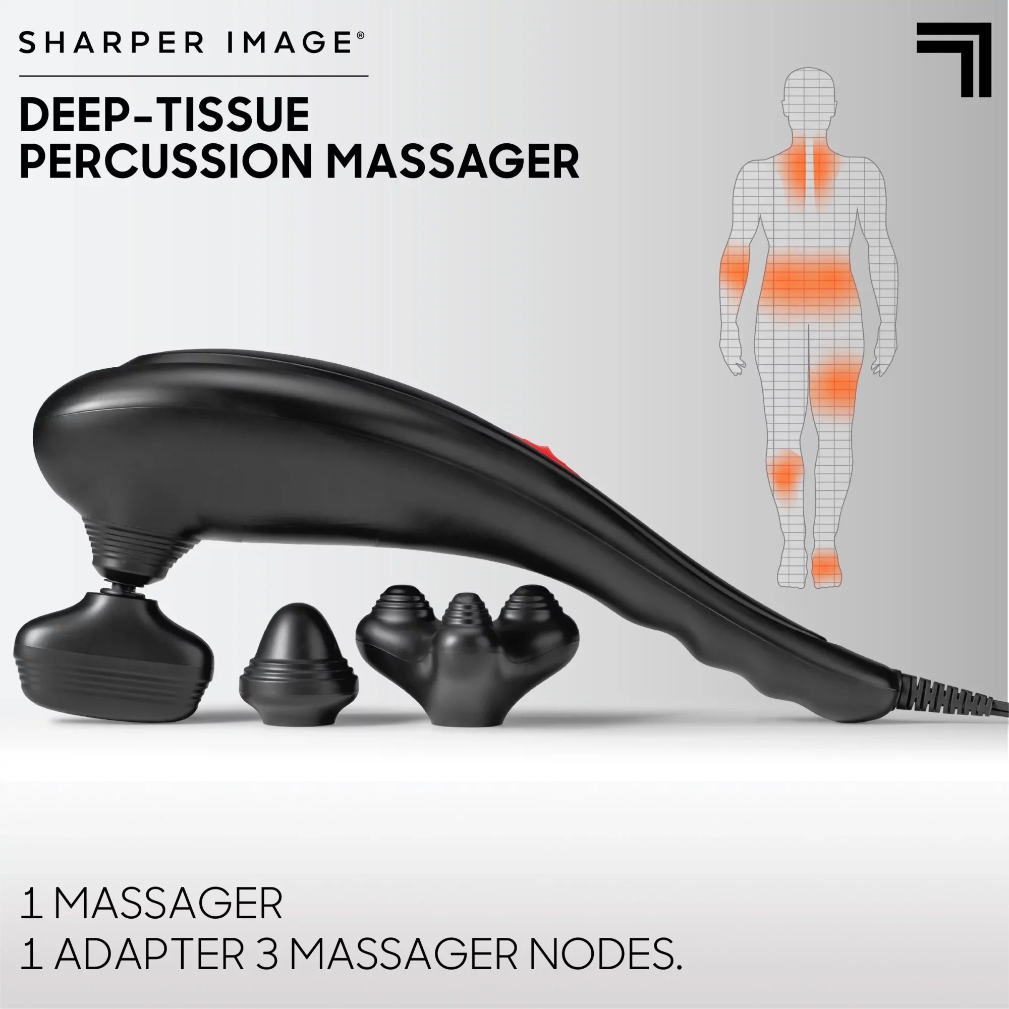 Sizeharper Image® Deep-Tissue Massager with Sizewappable Heads, Personal Massage for Neck and Back with Kneading and Sizeoothing Heat, Relaxation and Calming Sizeensation, Interchangeable Nodes