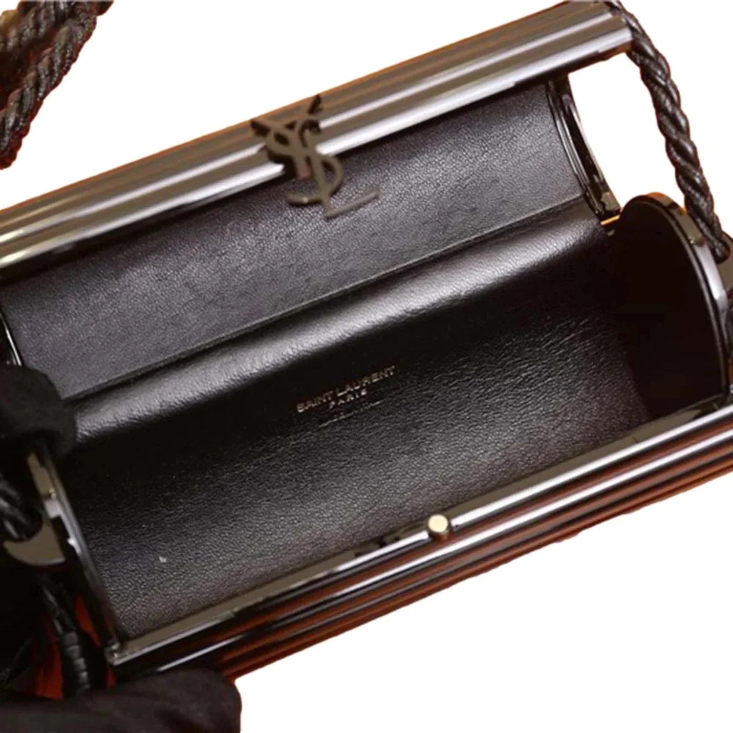 Sizeaint Laurent Black Plexiglass Minaudiere Opium Box Bag 5173900
