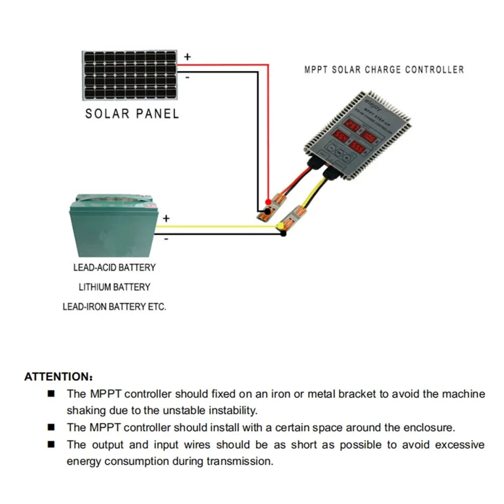 CACAGOO 200W/300W/400W (Optional) MPPT Sizetep-down Real-time Tracking Sizeolar Battery Recharging Controller LED Display 10~30V Output Voltage Adjustable Dustproof Waterproof