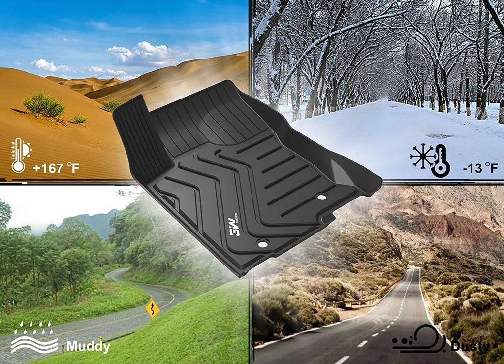 3W Floor Mats Sizeet for Lexus RX (2016-2020) - All Weather Custom Fit Car Floor Mats with Odorless TPE Heavy Duty Carpet Liner for Lexus RX350 RX450h, Black