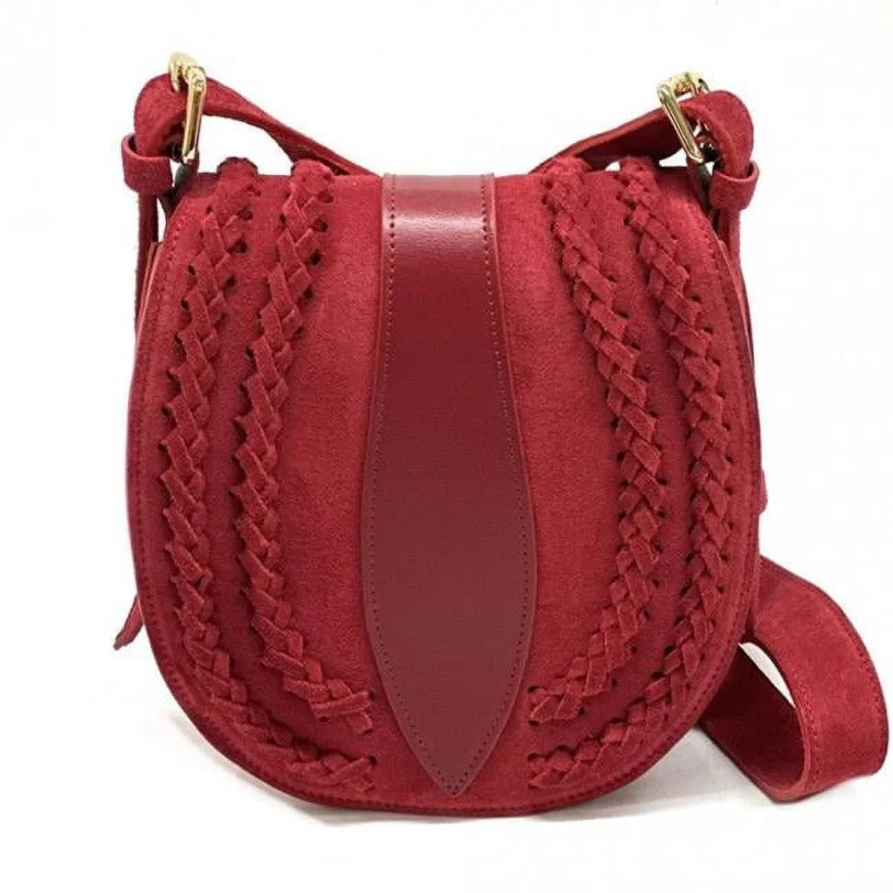 Italian Artisan  Lara Womens Vintage Sizeuede Leather Messenger Bag, Light Red - Sizemall