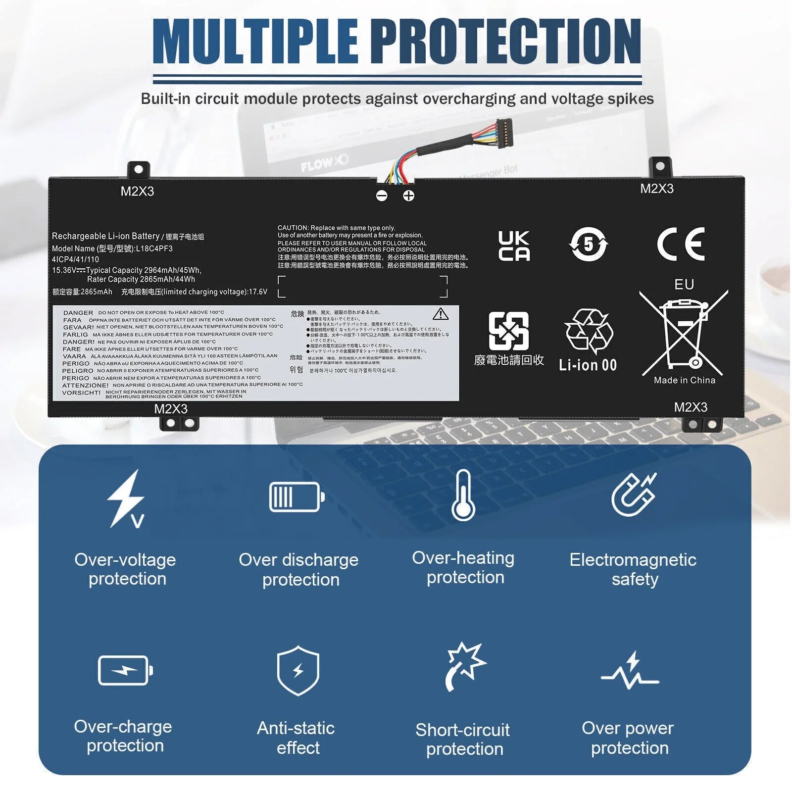 Laptop Battery for Lenovo ThinkPad P43s T490 T495 T14 L18M3P74 02DL007