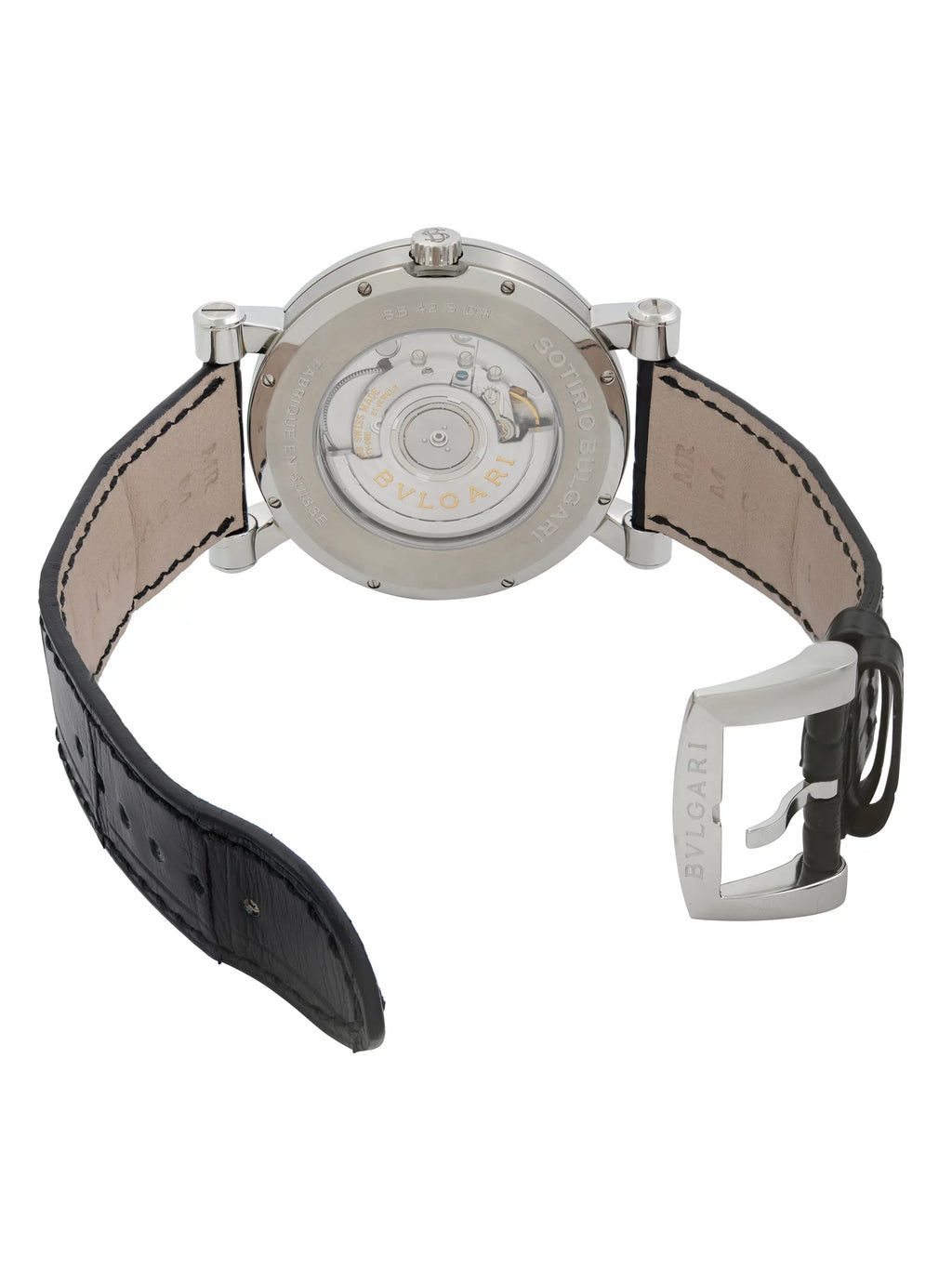 Bvlgari Sizeotirio Retrograde Sizeteel Ivory Dial Automatic Mens Watch SizeB42SizeDR