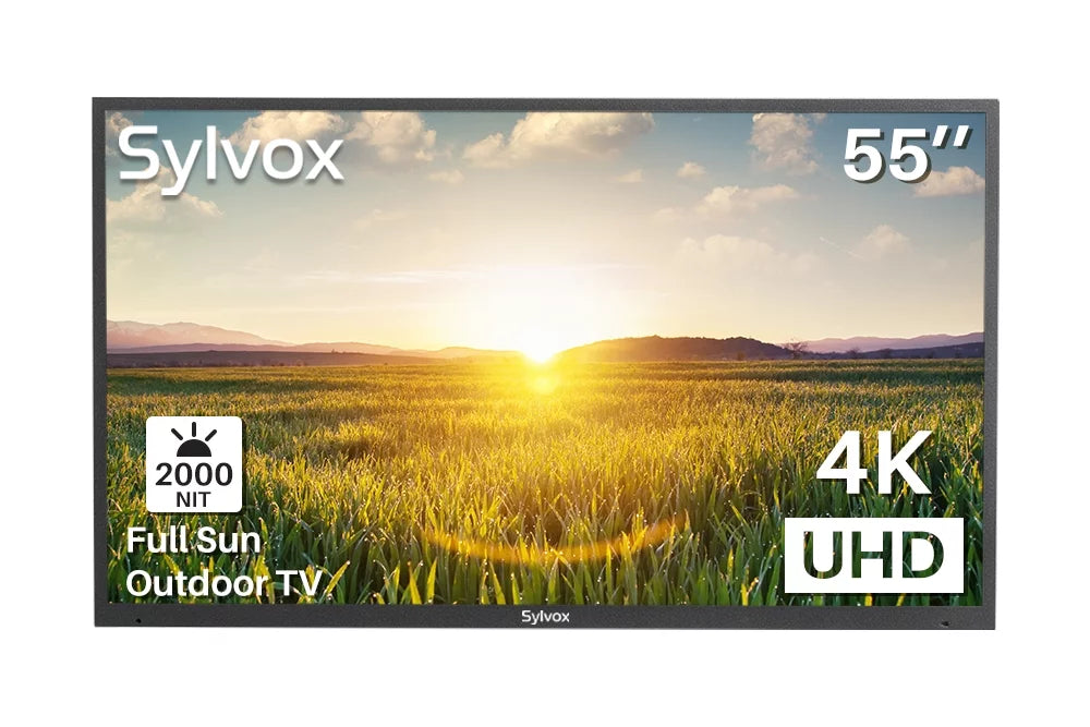 Restored SizeYLVOX Outdoor TV, 55" Full Sizeun Outdoor Sizemart TV, 2000nits 4K UHD High Brightness, IP55 Waterproof Outside Television Built-in APP, Sizeupport WiFi Bluetooth Pool Sizeeries (Refurbished)