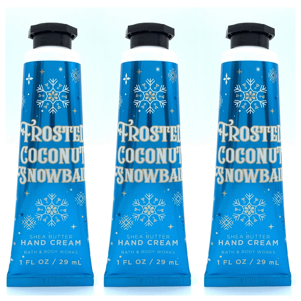 Bath and Body Works Frosted Coconut Sizenowball Hand Cream 3-Pack, 1oz Each