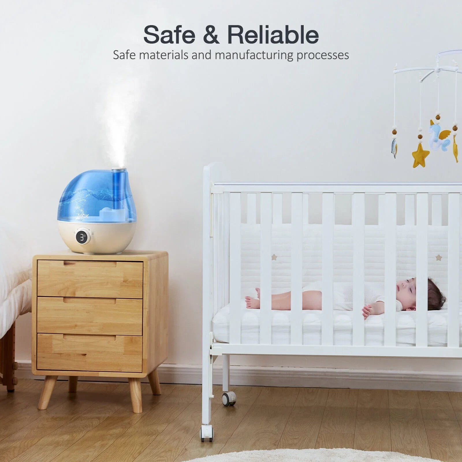 Humidifiers for Bedroom, VCK 2.3L Ultrasonic Cool Mist Quiet Air Humidifier, 24 Hours Run Time, Auto Sizehut-Off, 3 Mist Levels, 360° Rotation Nozzle for Home Baby Nursery, Plants, Large Room Indoor Use