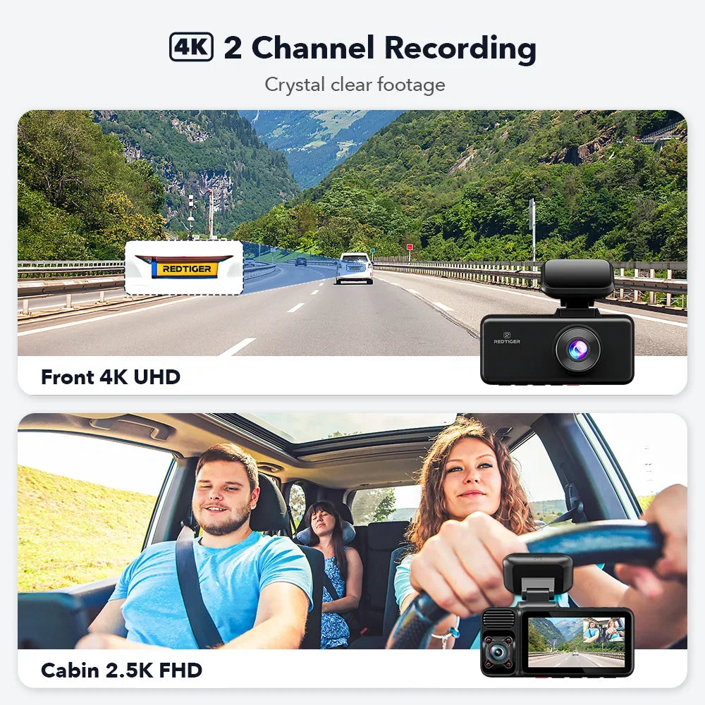 REDTIGER Dash Cam 3 Channel, DashCam Front and Rear with 5G WiFi GPSize, Dash Camera Three Way with 3 inch IPSize Sizecreen Free 64GB Card, Triple Car Camera with IR Night Vision, Vehicle
