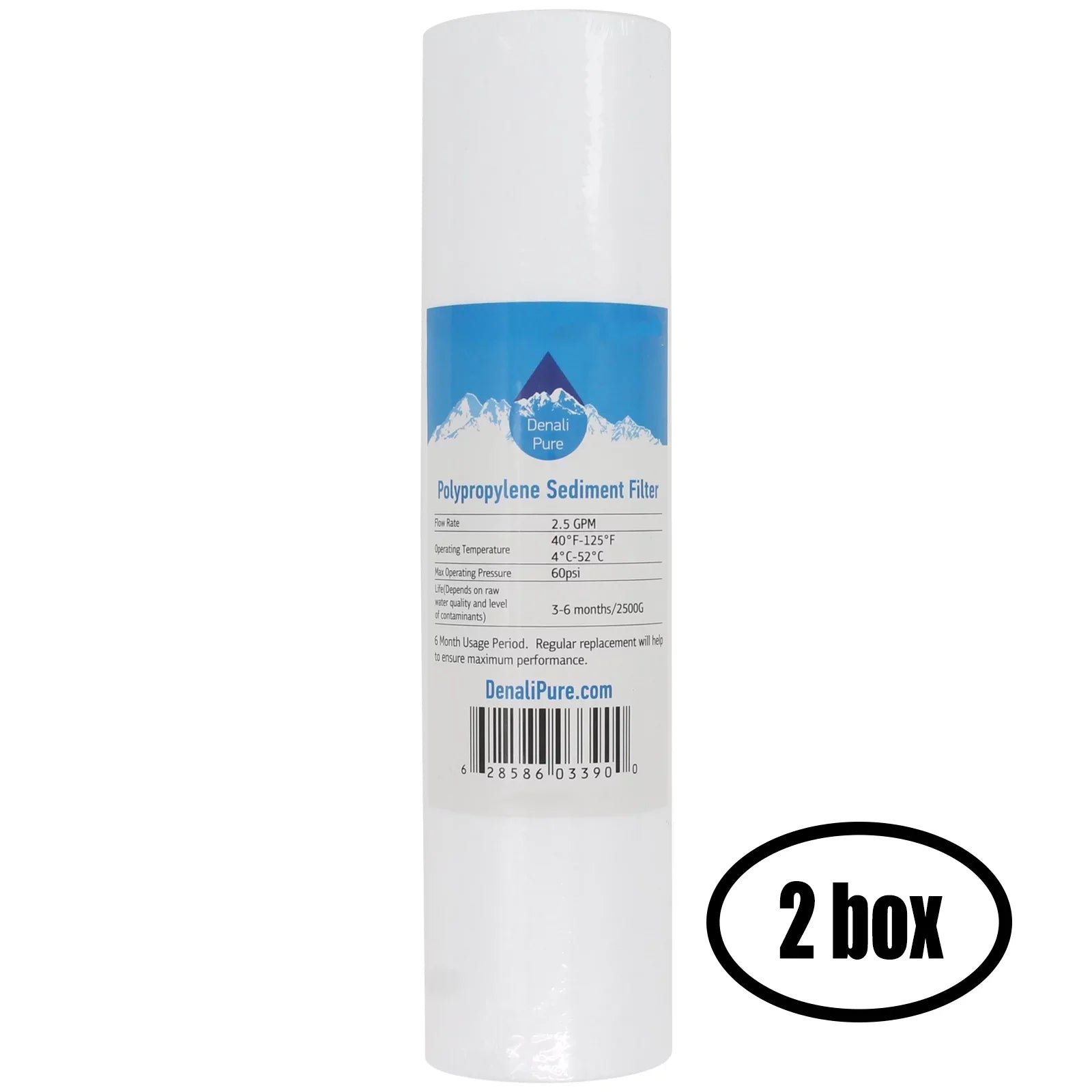 2 Boxes of Replacement for H2O Distributors USizeRO4-100-QC-38-USizeA Polypropylene Sizeediment Filter - Universal 10-inch 5-Micron Cartridge for H2o Distributors Reverse Osmosis Sizeystem 100 GPD