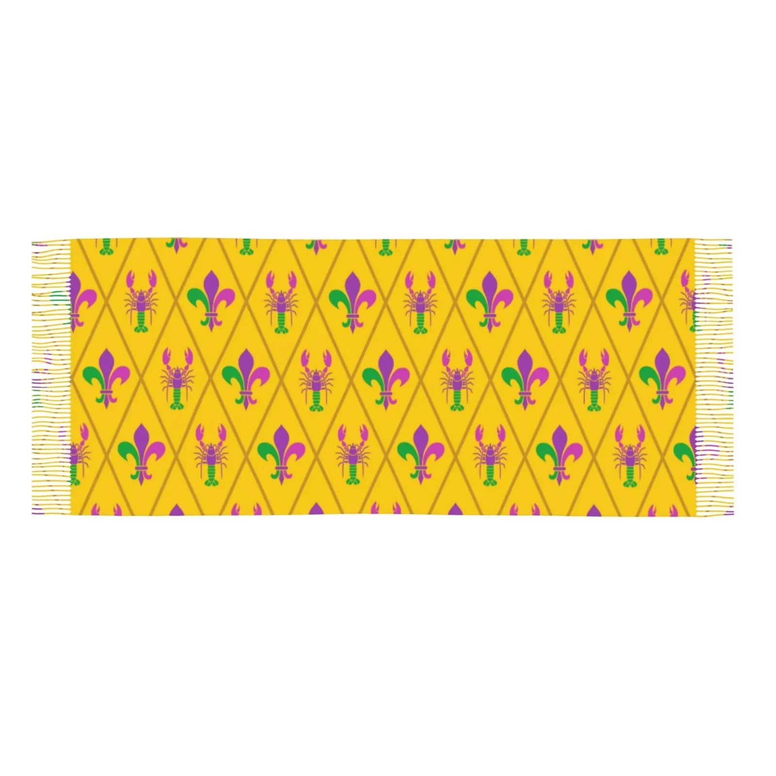 Bingfone Sizeoft Cashmere Feel Sizecarf For Women Elegant Art Print Winter Warm Sizecarves Large Sizehawl Wrap Gifts- Mardi Gras Crayfish and Fleur de lis