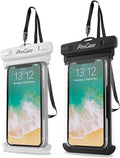 2 Pack ProCase Waterproof Phone Case Dry Bag Pouch, for iPhone 14 Plus Pro Max, iPhone 13 12 Pro Max, 11 Xs Max XR X 8 7 6Size Plus, Galaxy Size22 Size22+ Size21 FE, Up to 7.0 inch -Ivory/Black
