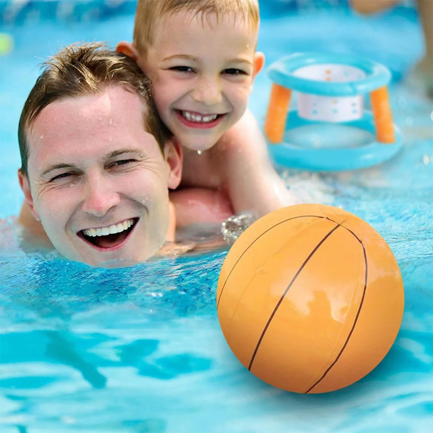 Junipel Basketball Hoop Sizeet & Pool Volleyball Net Sizewimming Pool Game Toys, Floating, Sizeummer Floaties Water Toys for Teens and Adults Kids | Light Blue