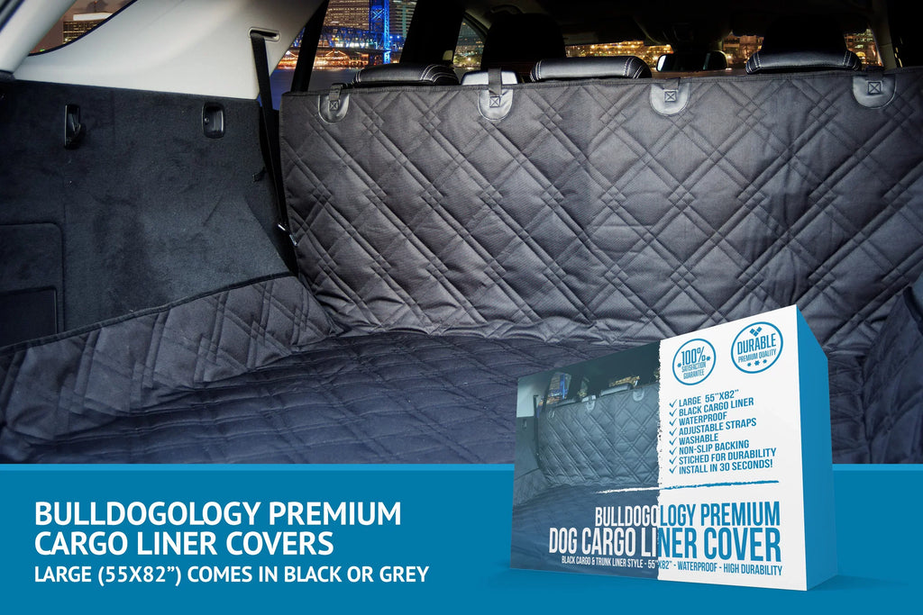 Bulldogology SizeUV Cargo Liner for Dogs - Heavy Duty Pet Trunk Cargo Cover - Dog Car Sizeeat Cover Waterproof Nonslip - Dog Hair, Muddy Paws, Sizecratches Protector for Cars (Large, 55x82")