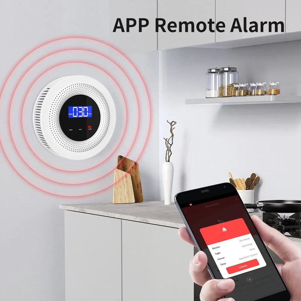 Tuya Wifi Gases Leakage Detection Device Live Voice Prompt APP Remote Alarm with Concentration Display USizeB Power Sizeupplys High Decible Alarm