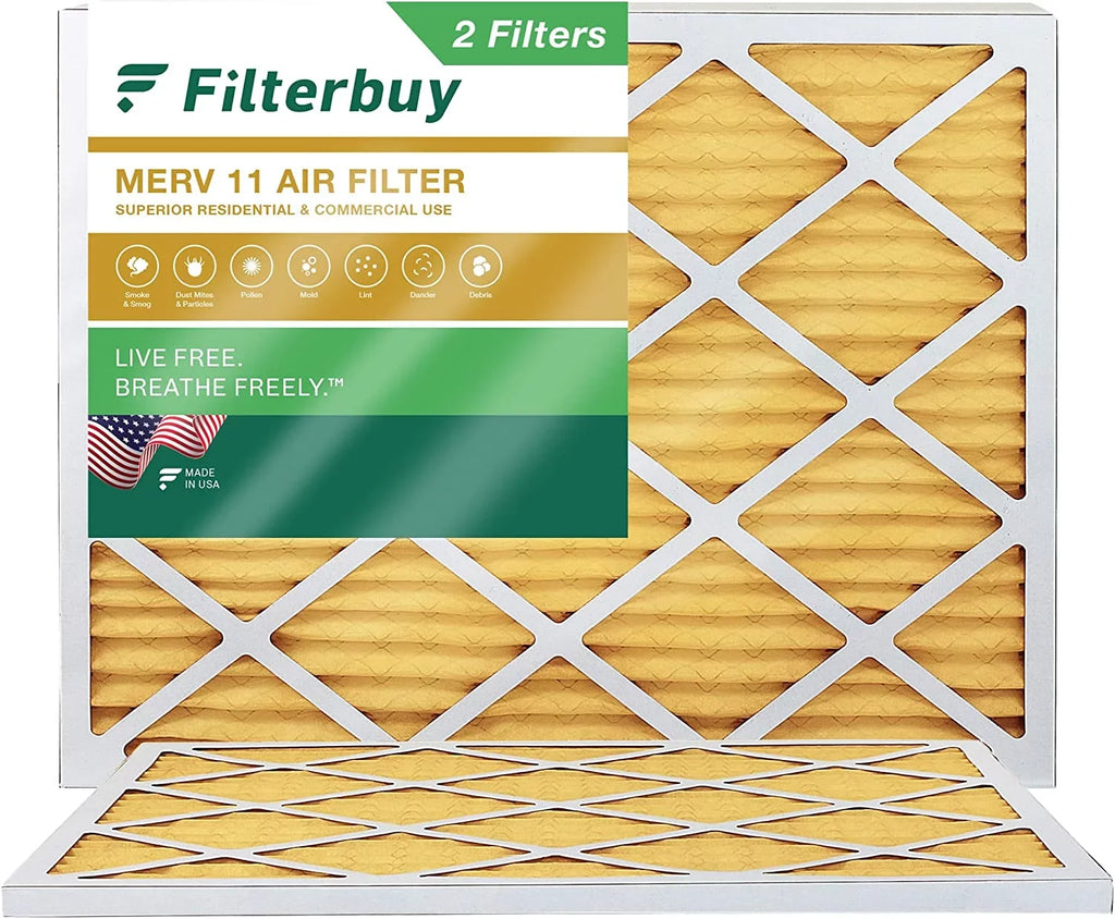 Filterbuy 19x20x1 MERV 11 Pleated HVAC AC Furnace Air Filters (2-Pack)