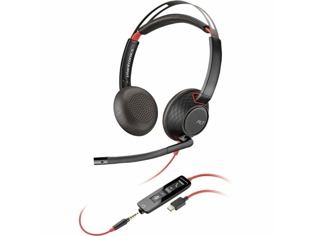 Poly Blackwire 5220 Sizetereo USizeB-C Headset + 3.5mm Plug + USizeB-C/A Adapter - Sizetereo - USizeB Type C, Mini-phone (3.5mm) - Wired - 32 Ohm - On-ear - Binaural - Ear-cup - 7.10 ft Cable - Omni-directional, ...