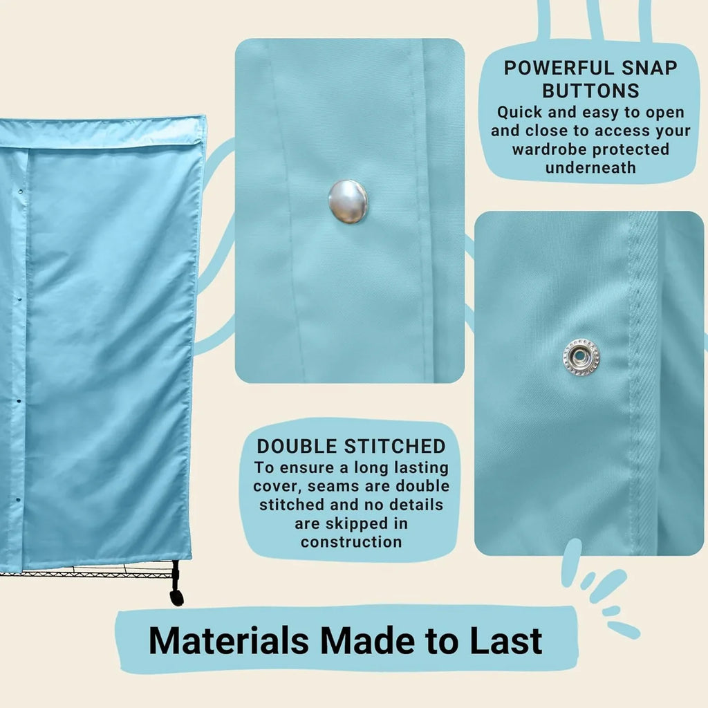 Portable Garment Rolling Rack Cover - Your Clothes From Dust Keep Your Room Looking Organized In Glacier Blue (Cover ) (48"W X 18"D X 75"H)