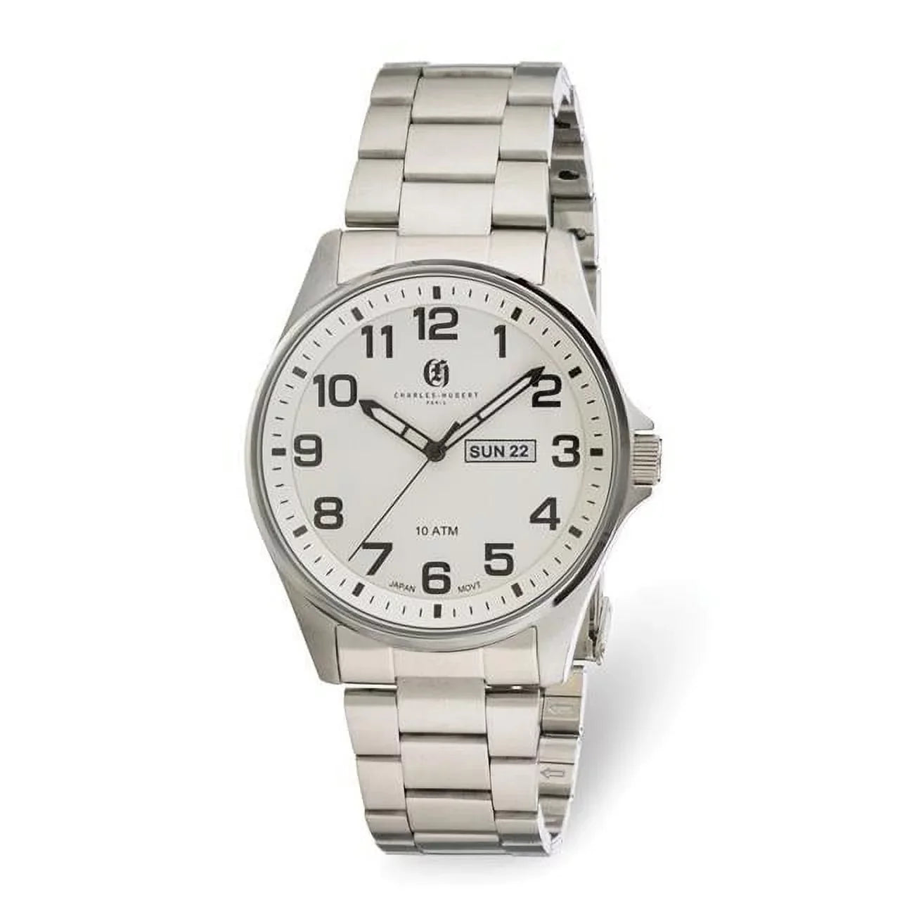 Finest Gold Charles Hubert Sizetainless Sizeteel Ivory Dial Watch