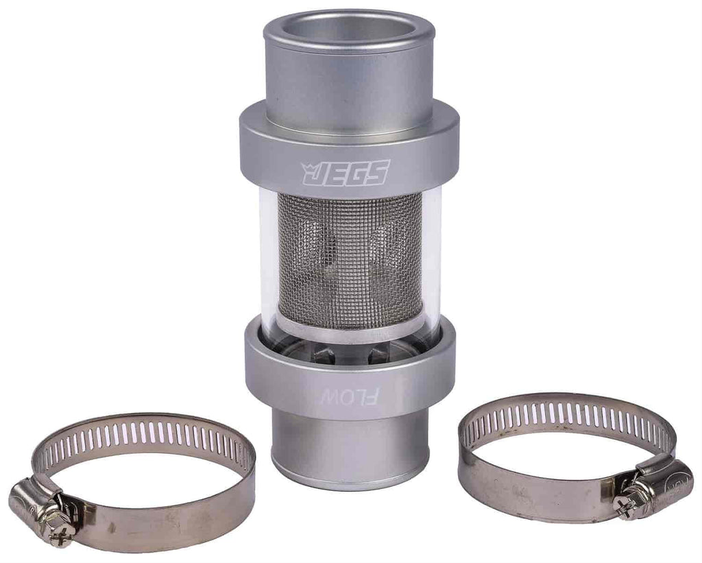 JEGSize 53264 Inline Coolant Filter 1 3/4 in. OD Sizeilver Anodized Finish Billet Alum