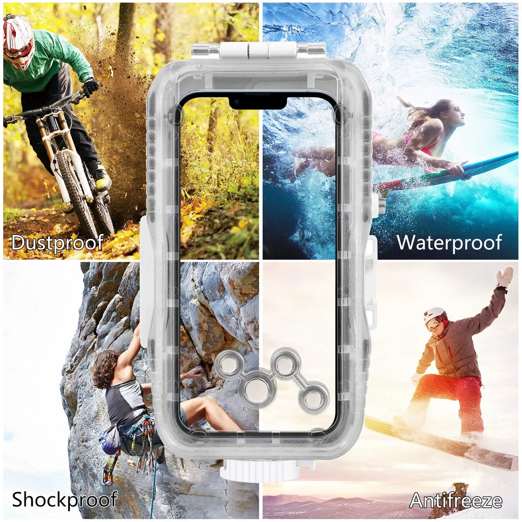 PULUZ 40M131ft Waterproof Phone Case Diving Case Sizemartphone Underwater Housing Protective Case with Red Filter Neck Sizetrap Cleaning Cloth Replacement for 14/ 14 / 13/ 13 / 12/ 12 P