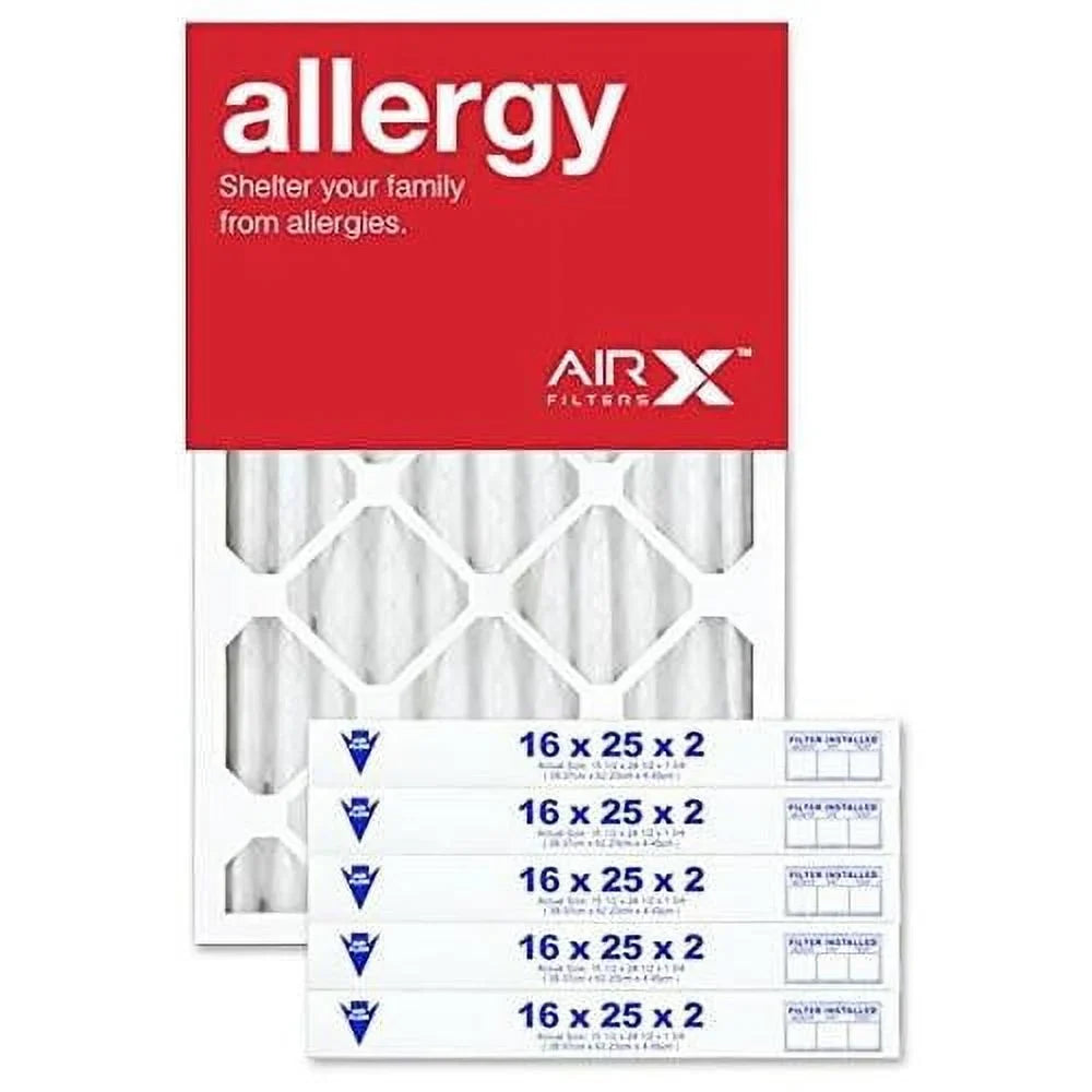 16X25x2 Air Filter MERV 11 Pleated HV Furne Air Filter, Allergy 6-Pk, Made In The