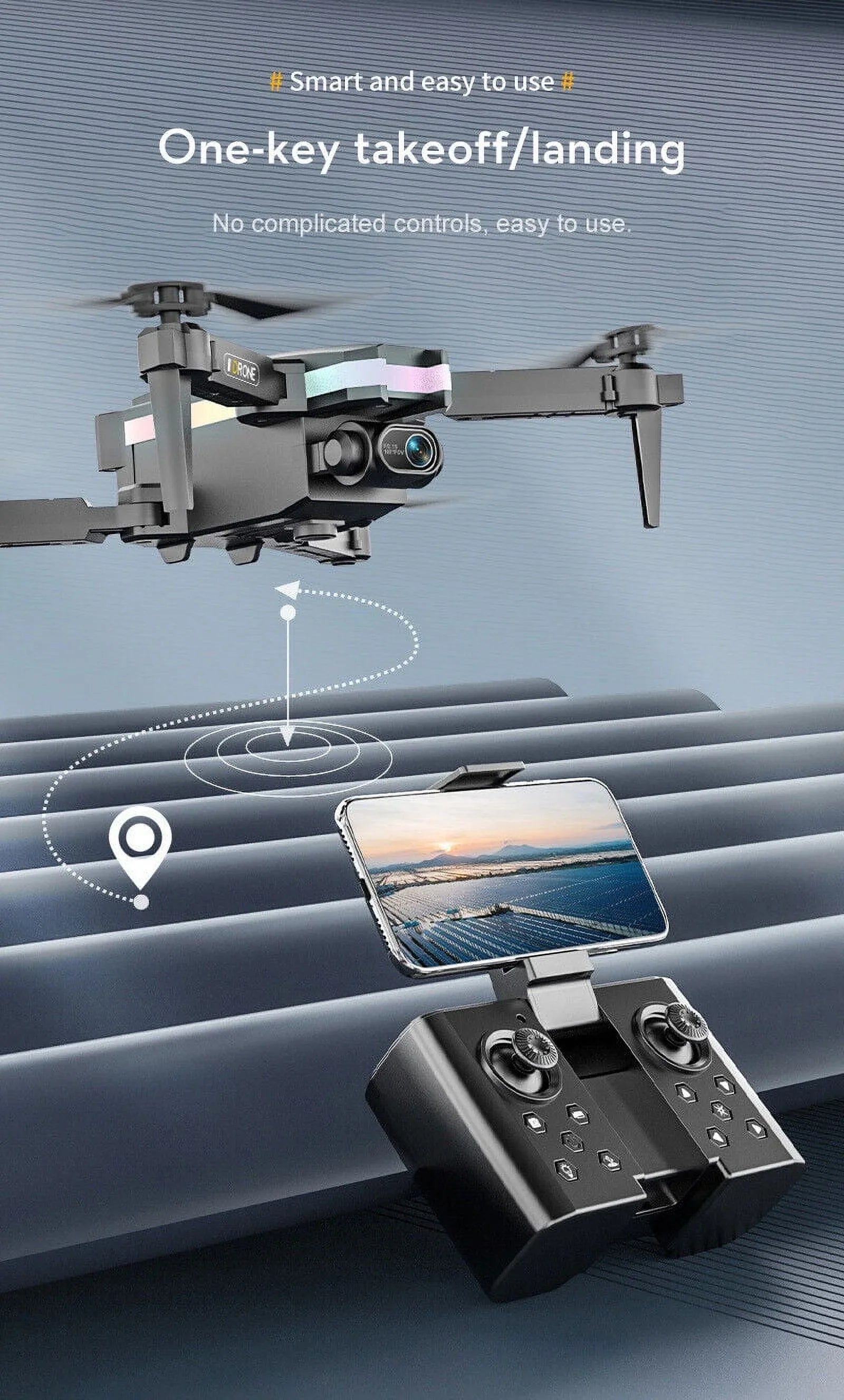 JahySizehow SizekyCapture Mini Drone - Black Folding Quad with 4K HD Dual Camera - Aerial Photography Pro