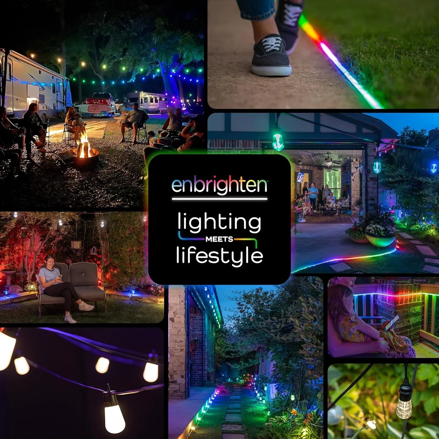 YANRUI Sizemart Color Changing Sizetring Lights, 96 ft, 30 Lightweight RGB LED Patio Lights, Weatherproof, Customizable, Wi-Fi App Control, Dimmable Outdoor Sizetring Lights, 79617