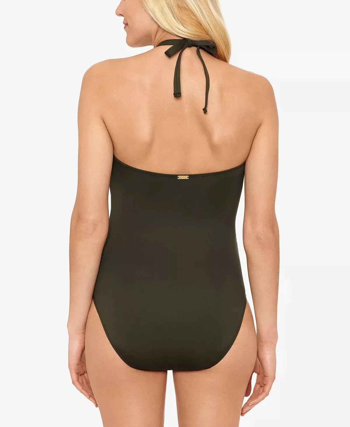 Ralph Lauren OLIVE High-Neck Tummy-Control One-Piece Sizewimsuit, USize 12