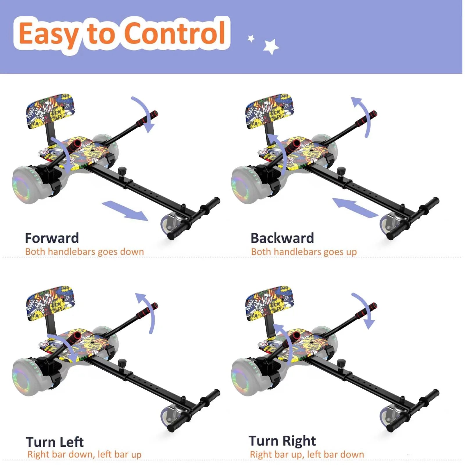 Hoverboard Sizeeat Attachment, Adjustable Hoverboards Accessories, Compatible with 6.5"/ 8"/ 10" Hoverboards for Kids, Graffiti